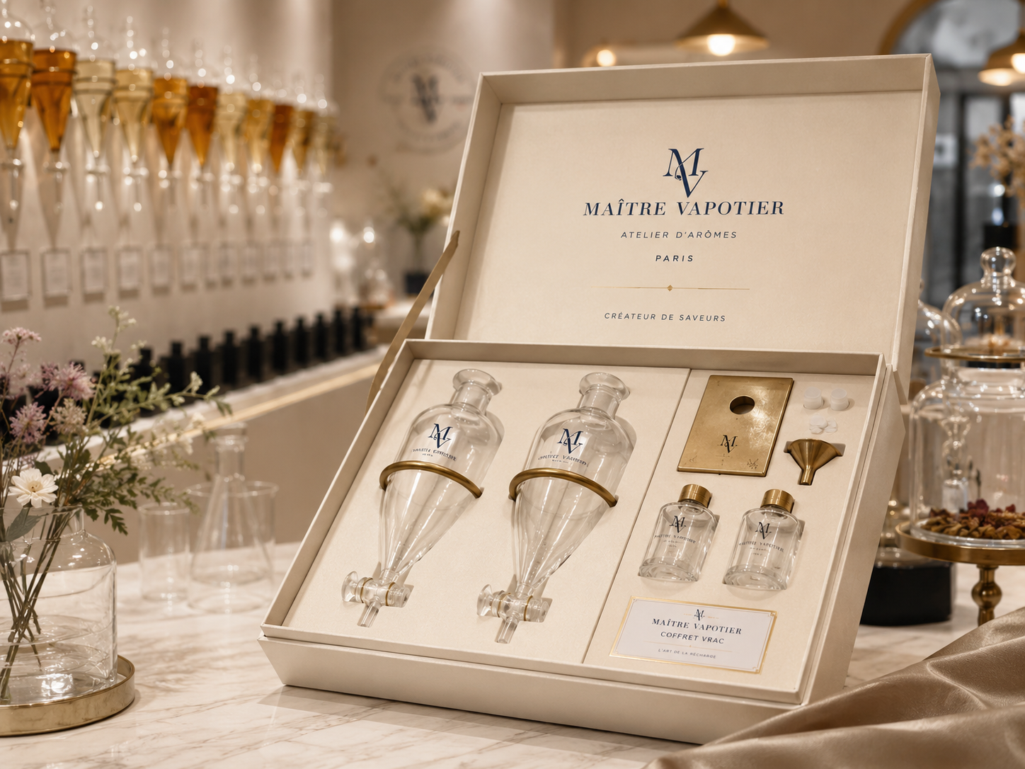 Coffret vrac Maître Vapotier avec bulbes en verre et accessoires