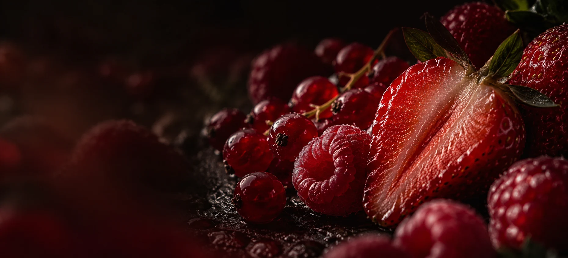 Fraises, framboises et groseilles en gros plan