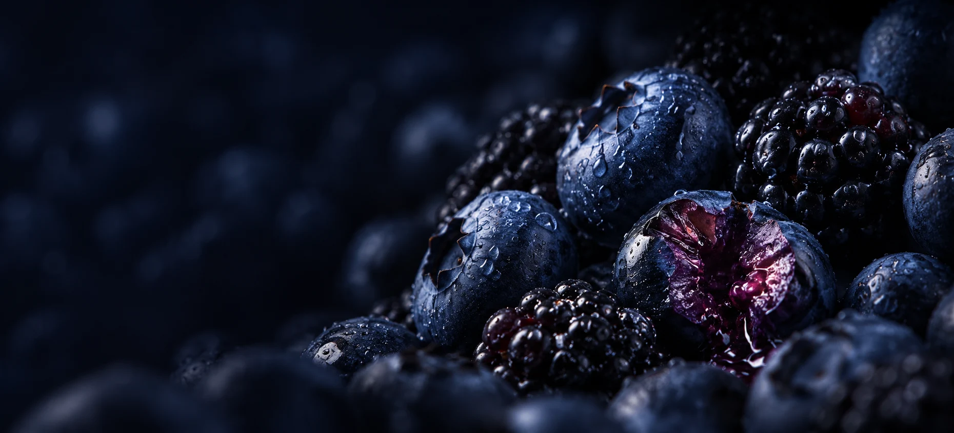 Les textures profondes des fruits bleus